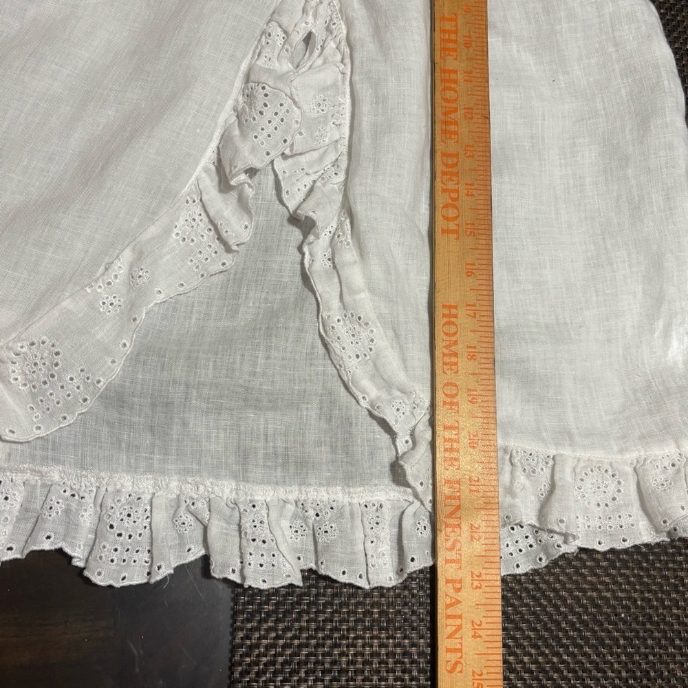 Acrobat White 100% Linen Sleeveless Ruffled Blouse Open Back Size S - Picture 7 of 7